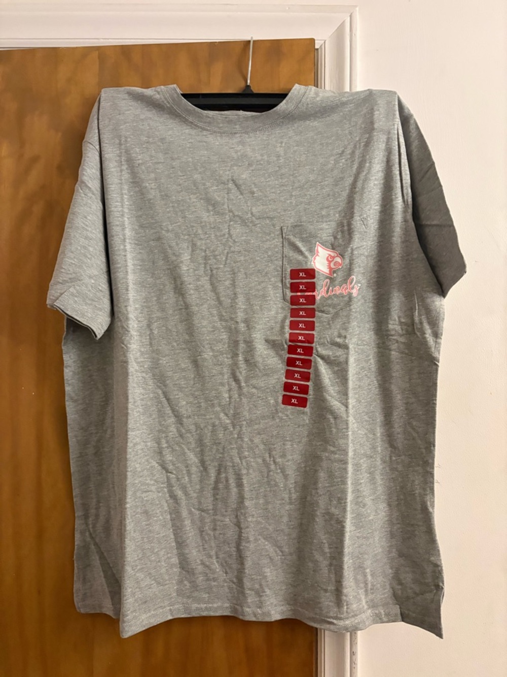 Gray Short Sleeve Pocket Tee with Pink Logo - Unbranded